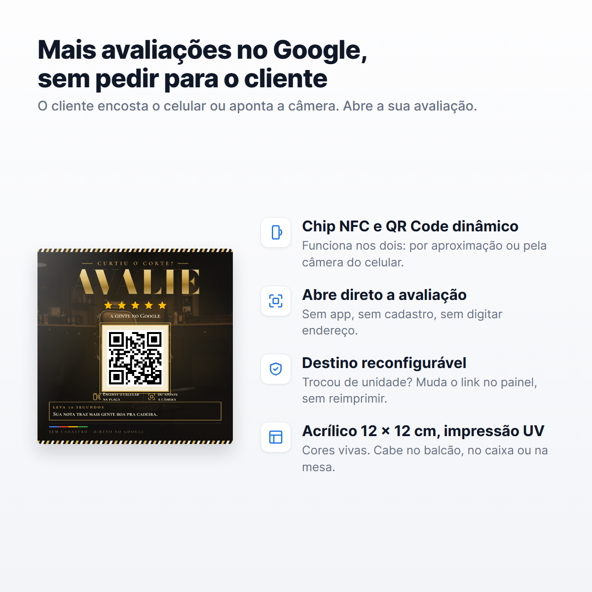Placa de Avaliação Google Barbearia - Foto 4 de 5 - Spot5