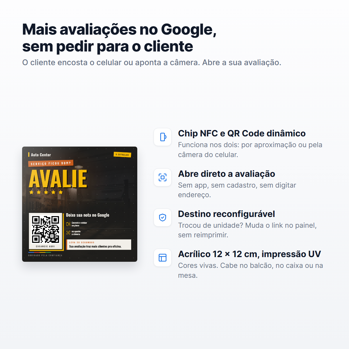 Placa de Avaliação Google Auto Center - Foto 4 de 5 - Spot5