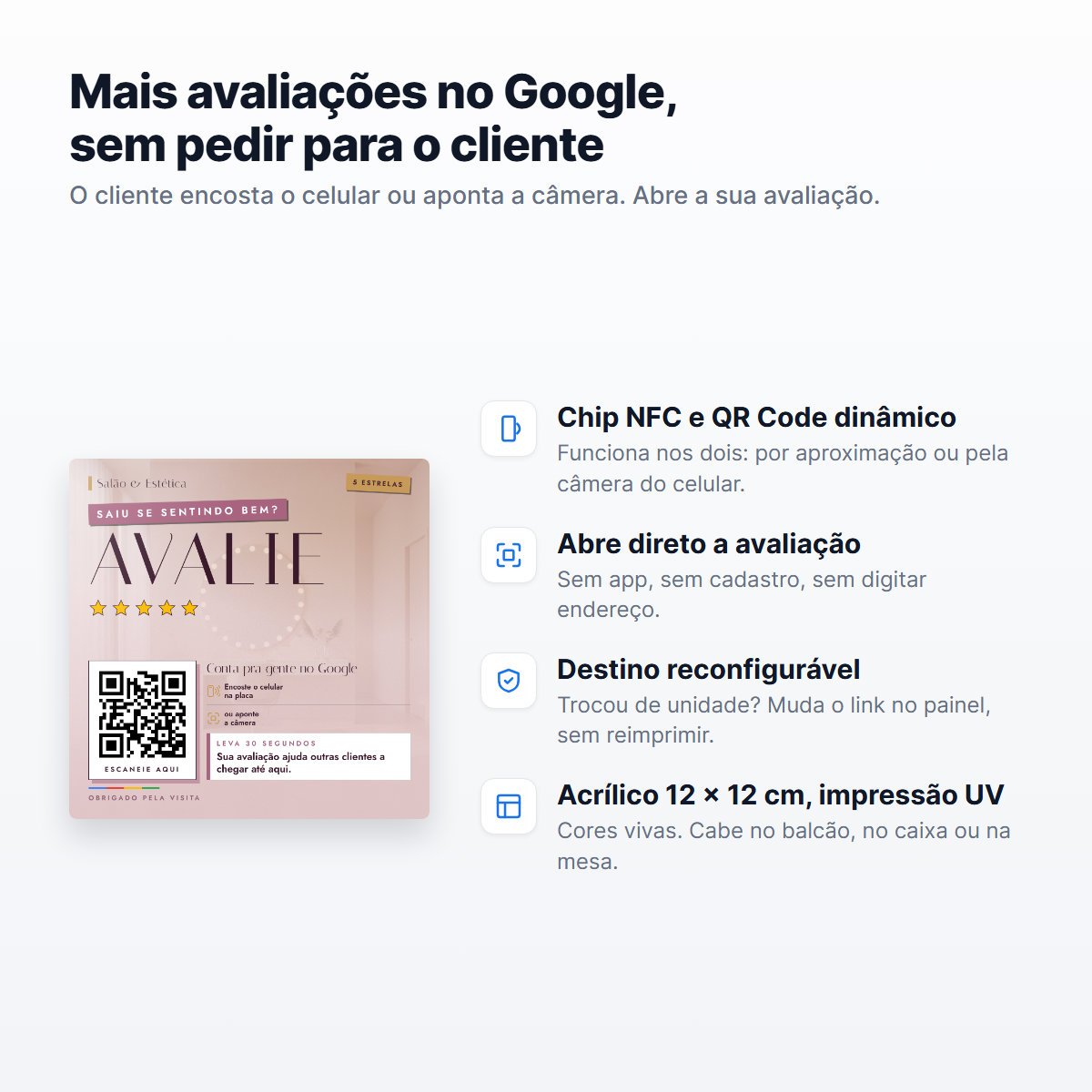 Placa de Avaliação Google Salão e Estética - Foto 4 de 5 - Spot5